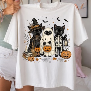 Halloween Black Cat PNG Bundle, Cute Spooky Cat PNG, Ghost Cat Halloween Clipart, Witch Cat PNG, Trick Or Treat Sublimation image 4