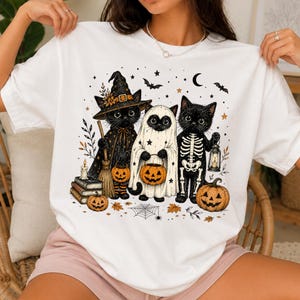 Halloween Black Cat PNG Bundle, Cute Spooky Cat PNG, Ghost Cat Halloween Clipart, Witch Cat PNG, Trick Or Treat Sublimation image 3