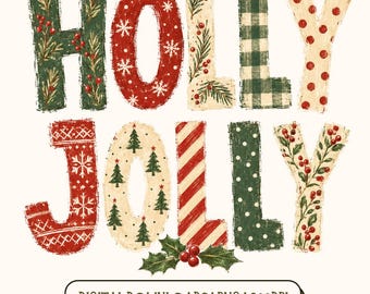 Holly Jolly Christmas PNG, Christmas PNG, Vintage Holiday Sublimation, Christmas Shirt Design, Retro Xmas PNG, Digital Download