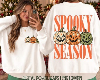 Spooky Season PNG, Halloween Pumpkin PNG, Vintage Pumpkin Shirt Design, Retro Halloween Sublimation, Jack O Lantern Digital Download
