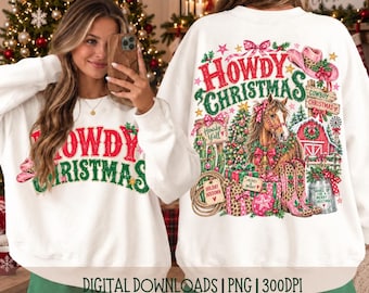 Howdy Christmas PNG, Western Christmas PNG, Cowgirl Christmas PNG, Retro Horse Christmas Shirt, Western Sublimation, Digital Download