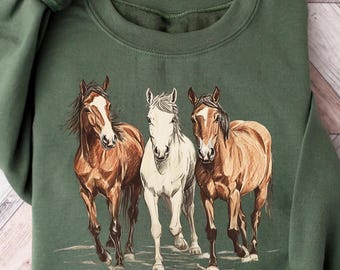Western Horses Sweatshirt, Horse Lovers Gift, Cute Women Western Gift, Cowgirl Gift, Cute Western Horses, Cute Women Gift, Rodeo Hoodie