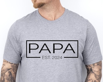PAPA Est 2024 T-Shirt: New Dad Gift, Father's Day Tee