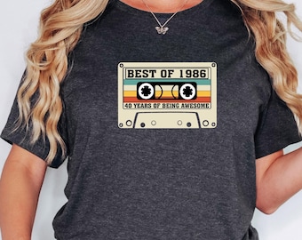 1986 Cassette Tape Shir,  40th Birthday Gift Tee, 1986 Vintage Shirt, 1986 Birthday Shirt, 1986 Retro Shirt, 1986 Cassette Shirt