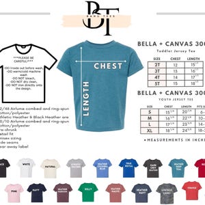 The image is a collage of various t-shirt designs, including a blue t-shirt with measurements and a toddler jersey t-shirt. The collage also includes a list of different t-shirt colors and styles, as well as a list of t-shirt sizes and measurements.