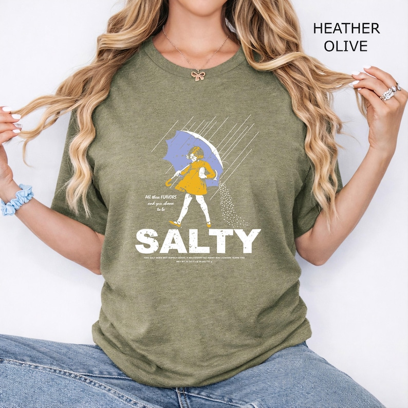 Funny Salty Girl Shirt | Women Graphic Tee Vintage Style Soft Cotton T-Shirt | Gift for Her | V Neck & Crew Neck image 8