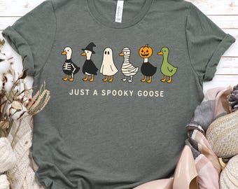 Funny Halloween Goose Shirt: Spooky Season Skeleton Tee