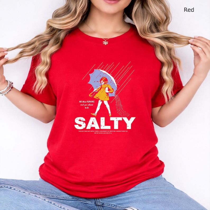 Funny Salty Girl Shirt | Women Graphic Tee Vintage Style Soft Cotton T-Shirt | Gift for Her | V Neck & Crew Neck image 13