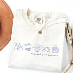 Engaged Girl Summer Comfort Colors® Tee, Beach Bachelorette Shirt, Newly Engaged Oversized Top, Future Mrs. Gift, Bridal Party Weekend Shirt