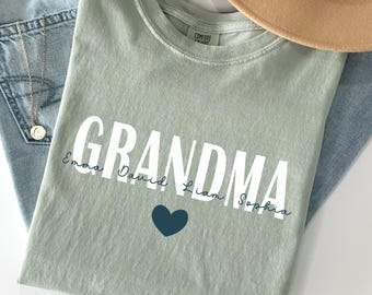 Custom Grandma Shirt, Personalized Grandkids Names Tee, Gigi Nana Mimi Shirt, Gift for Grandmother, Mothers Day Gift Idea