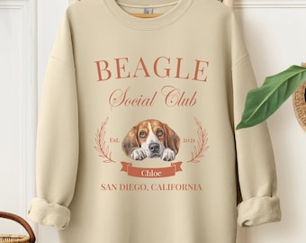 Beagle Sweatshirt, Custom Beagle Social Club Sweatshirt, Beagle Mom, Custom Pet Shirt, Beagle Dog Gift, Personalized Beagle Sweatshirt