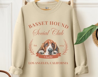 Basset Hound Sweatshirt, Custom Basset Hound Social Club Sweater, Basset Hound Dog Mom, Custom Shirt, Basset Hound Gift, Basset Hound Lover