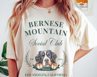 Bernese Mountain Dog Shirt, Custom Social Club T-shirt, Personalized Bernese Gift for Dog Lovers, Bernese Mountain Mom Tee