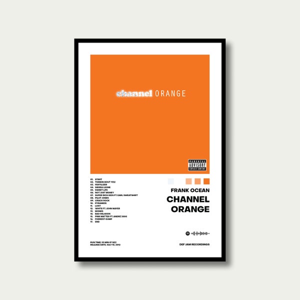 Frank Ocean Channel Orange Poster, Hypebeast Decor, Wall Decor, Custom Album, Room Decor, Music Gift, Album Cover, gift for her and him