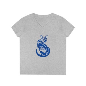 Blue Sphynx Cat Graphic Tee - V-Neck Cat Lover T-Shirt image 6