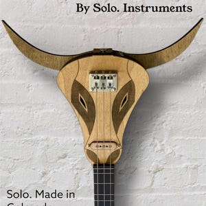 Bull-cimer 3-strängad elektrisk dulcimergitarr/funktionellt väggdekorationsinstrument Solo. Tillverkad i Colorado
