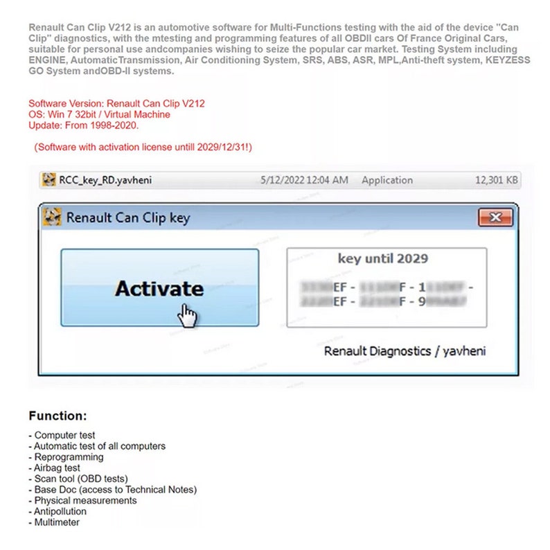 Can Clip V212 With Key up to 2029 Car Software for Renault