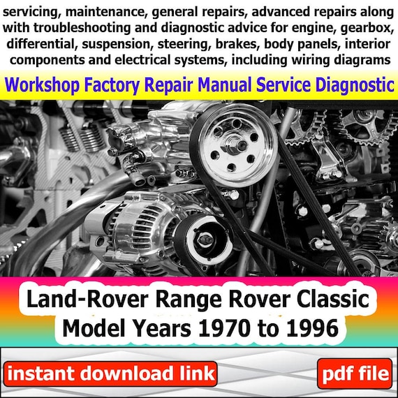 For Land-Rover Range Rover Classic Model 1970 to 1996 repair manual Factory service Workshop electrical system with wiring diagram engine