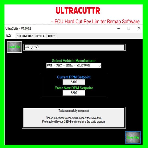 UltraCuttr ECU Hard Cut Rev Limiter Remap Change Revolutions per Minute RPM Value Change The Maximum Rev Limit of ECU workshop car repair