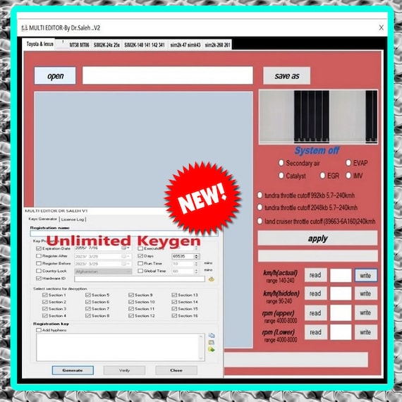 2023 V2 Multi-Editor Free Keygen DPF EGR DTC Eliminator Kia Hyundai Toyota Edition Car Repair Tool Diagnostic