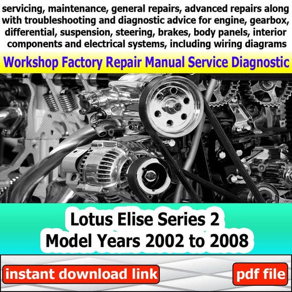 Manual for repairing Lotus Elise Series 2 from 2002-2008 Repair Manual Factory service Workshop electrical system with wiring diagram engine