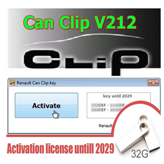 Can Clip V212 with key up to 2029 Car Software for Renault Reprogramming Airbag Test Base Doc Physical Measurements Multimeter