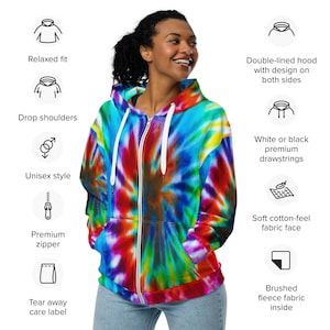 Tie-Dye AOP Unisex Zip Hoodie