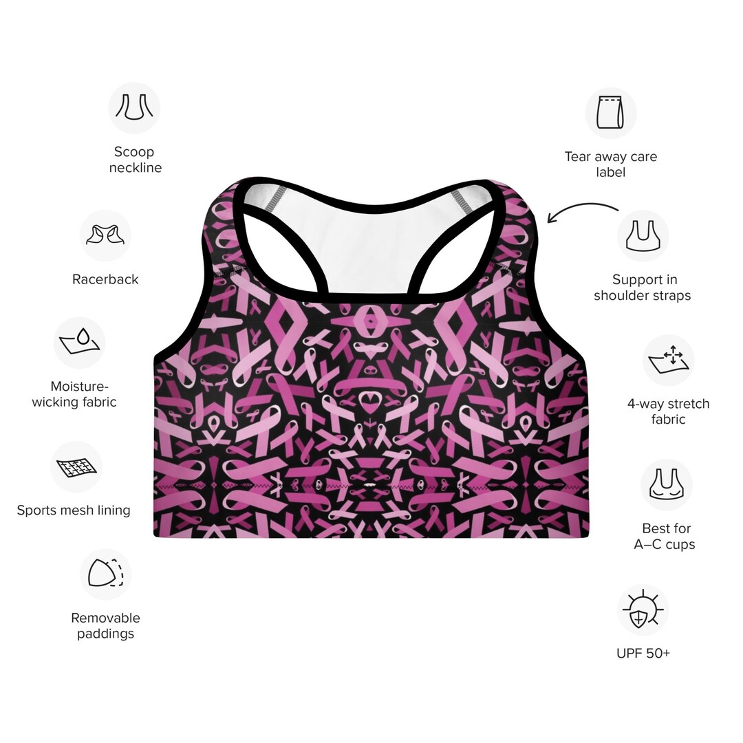 Breast Cancer Ribbons AOP Padded Sports Bra - Etsy