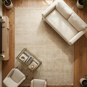 Beige Wool Rug, Solid Wool Rug For Living Room Update, Minimalist Rug, Modern Rug, Bedroom Rug, Custom Size Rug, New Home Gift
