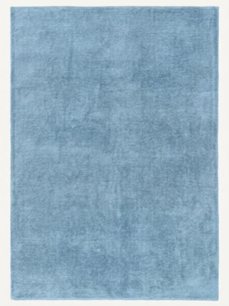 100% Wool Hand-Tufted Modern Area Rug – Plush Ocean Blue Living Room Carpet image 4