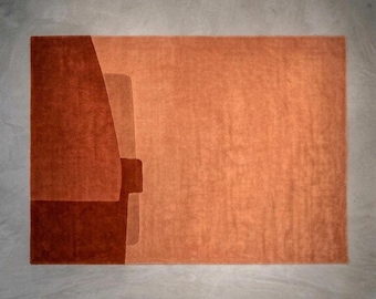 Modern Wool Rug 8x10, Hand Tufted Rug in Burnt Orange Terracotta, Soft Wool Rug, Pet Friendly Wool Living Room Rug, Housewarming Rug Gift