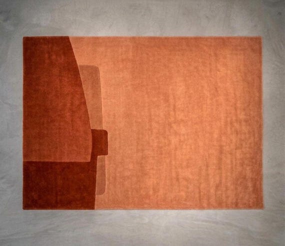 Modern Wool Rug 8x10, Hand Tufted Rug in Burnt Orange Terracotta, Soft Wool Rug, Pet Friendly Wool Living Room Rug, Housewarming Rug Gift