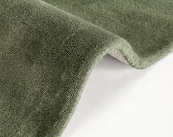 Solid Sage Green Hand Tufted Wool Rug – Thick Pile Modern Area Carpet