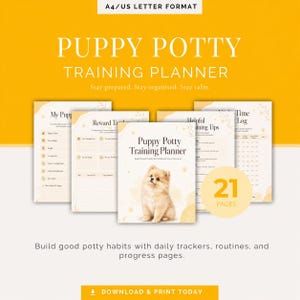 Puppy Potty Training Planner Printable PDF, Potty Tracker, Accident Log, Reward Chart, New Puppy Schedule, A4 US Letter PDF Download