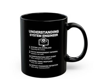Taza de café negra "Ingeniero de sistemas": el regalo perfecto para profesionales de la tecnología.