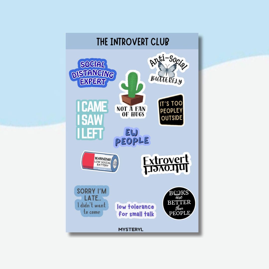 Introvert Sticker Introvert Club Sticker Sheet - Etsy