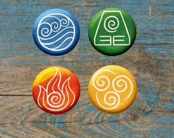 4 Elements Pinback Buttons