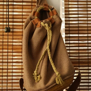 One-of-a-Kind Wool Backpack, Rustic Boho Fabric Bags Daypack