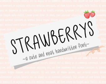 cute and neat handwritten font, Digital Notes and Digital Planning, Font for Student Note Taking, Goodnotes font, iPad font | Strawberrys