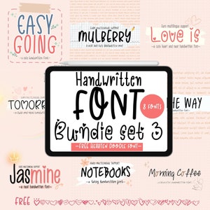 Handwritten font bundle SET 3 | font bundle, goodnotes fonts, note taking fonts, digital planner font, cute handwritten, neat handwritten