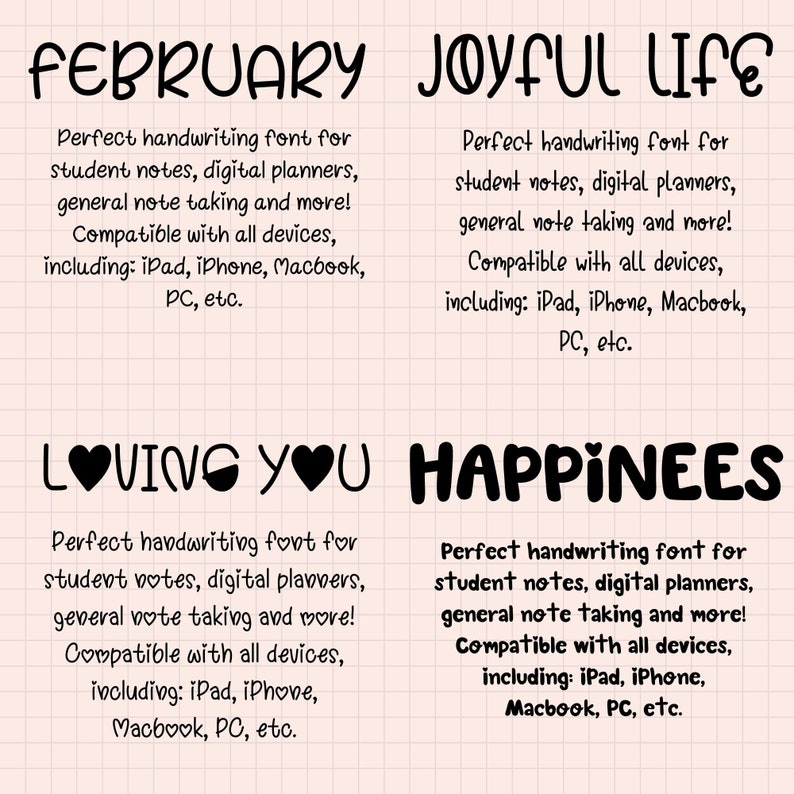 Handwritten Font Bundle Set 1-4: 32 Fonts for Goodnotes (TTF & OTF) - Etsy