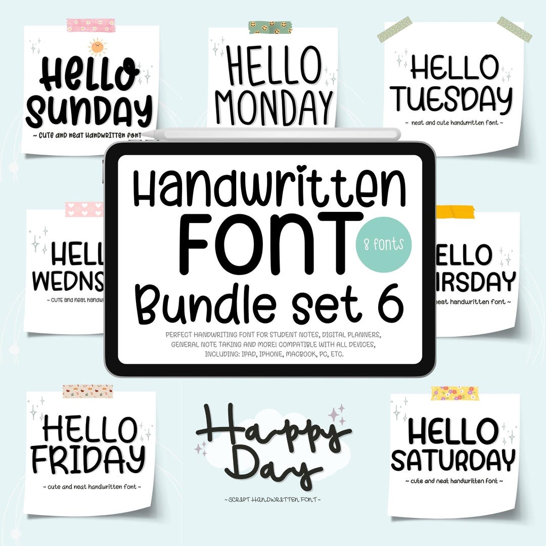 Handwritten Font Bundle: Neat Fonts for Digital Planning (TTF & OTF) - Etsy
