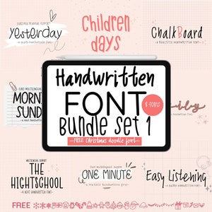 Paquete de fuentes manuscritas SET 1 / paquete de fuentes, fuentes procreate, fuentes goodnotes, fuentes para tomar notas, fuente de planificador digital, descarga de paquete de fuentes