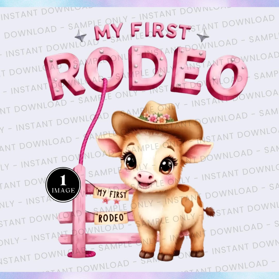 My First Rodeo Girl PNG, Pink Cowgirl Themed Clipart, Cute Sublimation ...