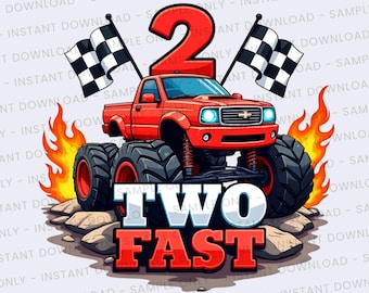 Two fast birthday boy PNG red, 2 fast Birthday Party clipart, Digital download, Cute Race Car Art, Kids Sublimation graphic, commercial use