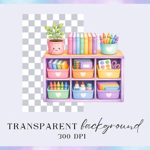 Classroom Clipart Bundle, Watercolor preschool clip art, Teacher PNG, School Supplies Graphics, Rainbow Kids Digital Art for Commercial Use image 5