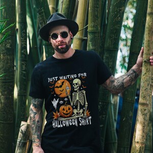 Just Waiting For Halloween Shirt, Cute Ghost Halloween Tee, Spooky Fall Shirt, Halloween Lover Gift, Funny Halloween Shirt, Seasonal Apparel