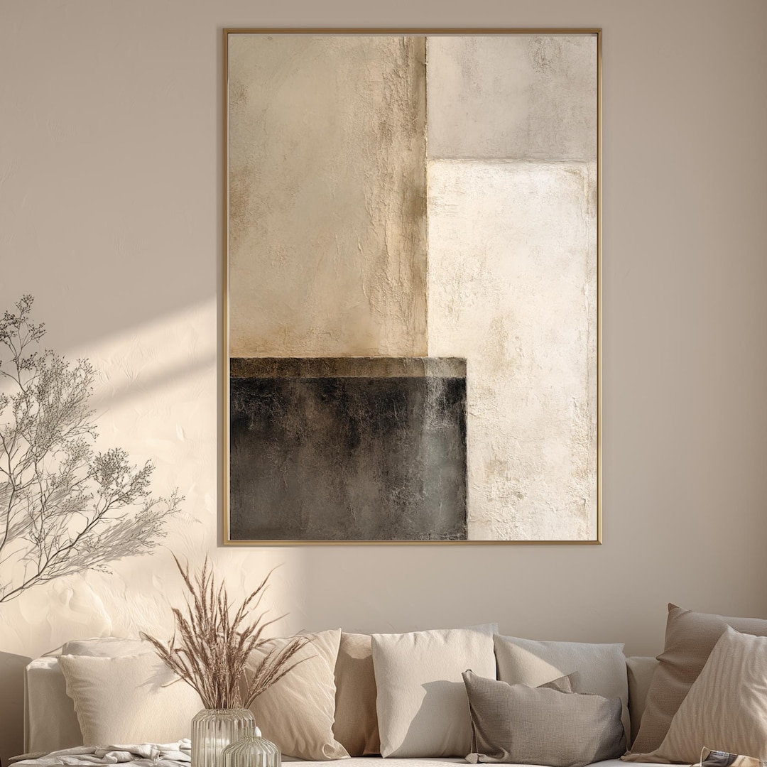 Neutral Abstract Wall Art Printable, Beige Minimalist Wall Art, Japandi ...