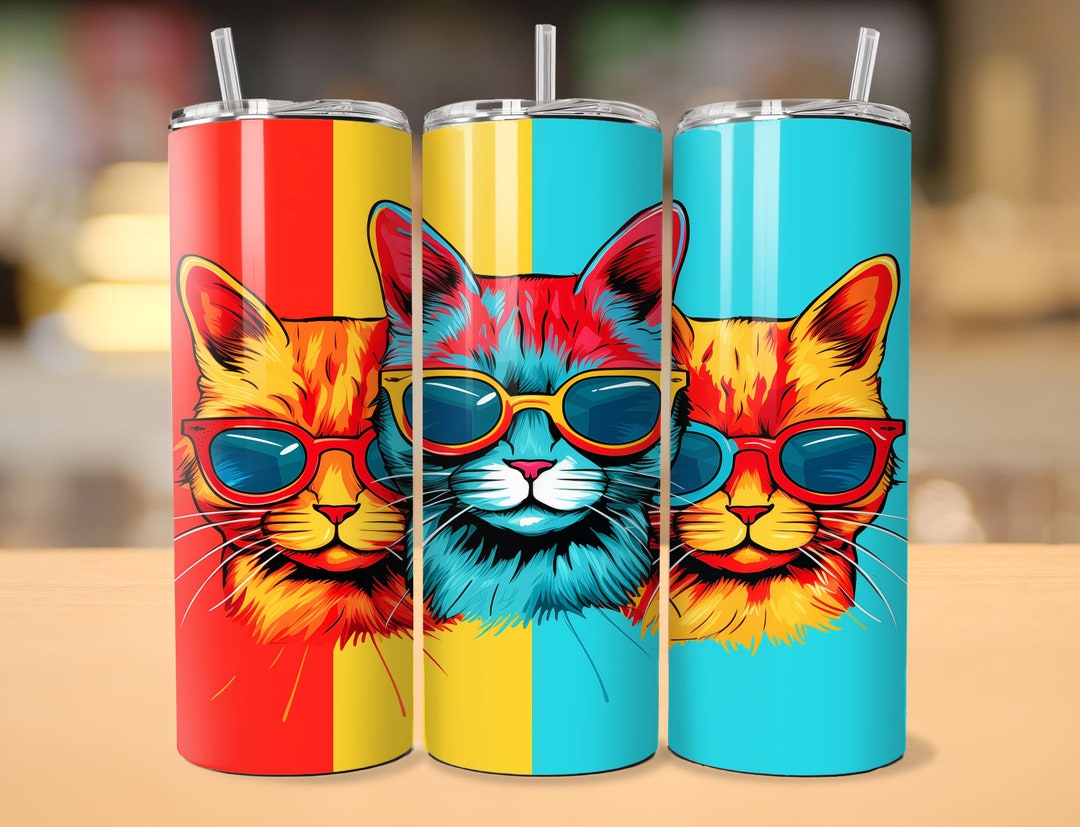 Skinny Tumbler With Straw, 20oz Tumbler, Kittens on Skinny Tumbler