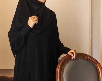 Islamic Clothing Dubai, Abaya 2024 Dubai Luxury, Eid Ramadan, Abaya Muslim Dress with Matching Hijab, BLACK ABAYA, Turkey Islamic Clothing